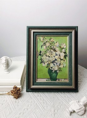 梵高桌面摆件情侣艺术小众礼物7寸复古相框摆台精致油画装饰画