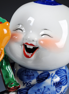 景德镇陶瓷青花瓷器娃娃家居客厅摆设中式摆件工艺品结婚礼物礼品