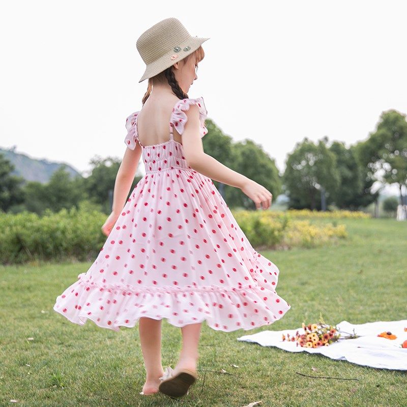 女童长裙2025新款夏装无袖雪纺波点背心裙子洋气小童中大童沙滩裙,淘宝优惠券,粉丝福利购,淘宝优惠卷