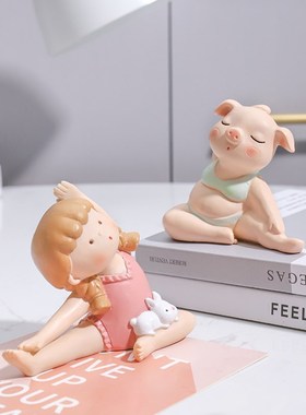 瑜伽小人摆件家居书桌摆件小饰品车内中控台可爱装饰瑜伽摆件礼品