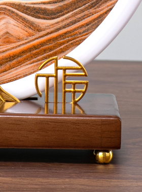 纯实木创意流沙画铜摆件沙漏解压客厅办公室酒柜装饰生日礼物乔迁