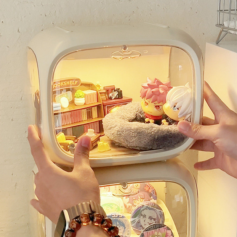 吧唧手办亚克力防尘桌面收纳盒泡泡玛特lookup娃屋太空舱徽章谷子 - 图1