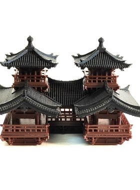 钰书房古建造景盆景国风建筑模型鱼缸水陆缸用摆件转角古楼双子楼