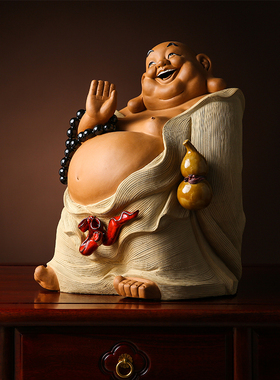 笑佛大肚弥勒财神爷佛像招财摆件家居摆设门客厅中式禅意石湾公仔