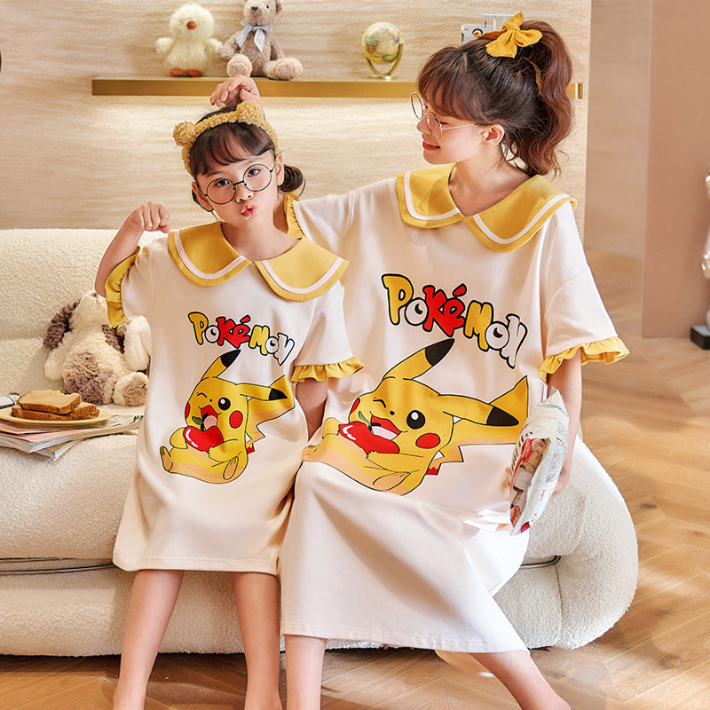 母女睡裙夏款公主风儿童夏季薄款亲子装睡衣女童纯棉2023新款女孩,淘宝优惠券,粉丝福利购,淘宝优惠卷