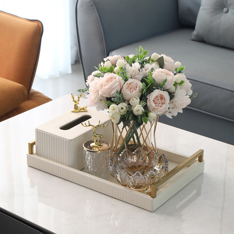 家用装饰纸巾盒轻奢创意客厅茶几收纳卫生纸盒高档创意托盘套装摆,淘宝优惠券,粉丝福利购,淘宝优惠卷