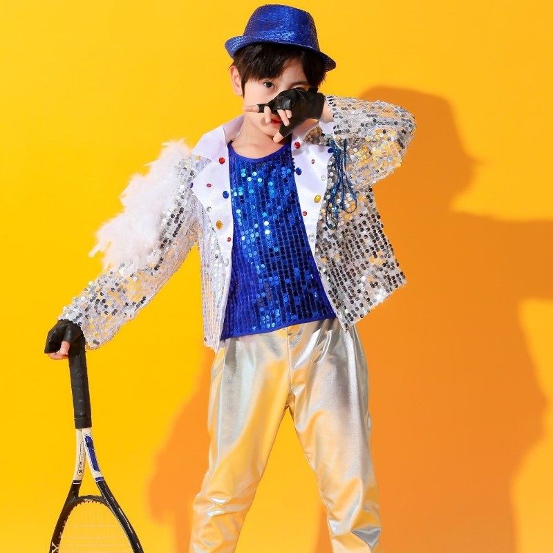 元旦新款儿童亮片爵士舞演出服女孩走秀架子鼓男童表演服长袖套装,淘宝优惠券,粉丝福利购,淘宝优惠卷