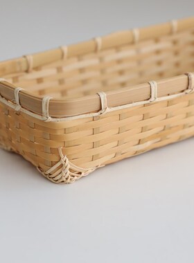 手艺人手作竹制品竹编器皿长形收纳筐餐具筷子茶叶包小物收纳盒