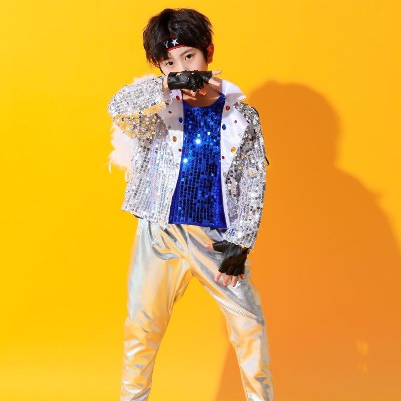 元旦新款儿童亮片爵士舞演出服女孩走秀架子鼓男童表演服长袖套装,淘宝优惠券,粉丝福利购,淘宝优惠卷