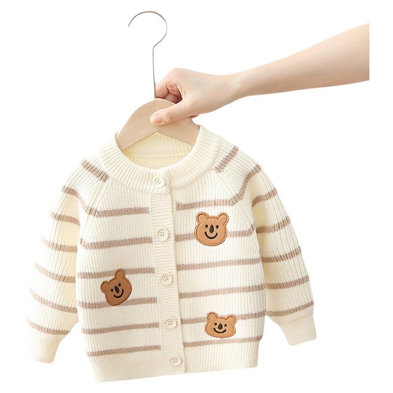 儿童毛衣开衫新款男女童春秋季洋气条纹针织毛衣外套开衫毛衣外套,淘宝优惠券,粉丝福利购,淘宝优惠卷