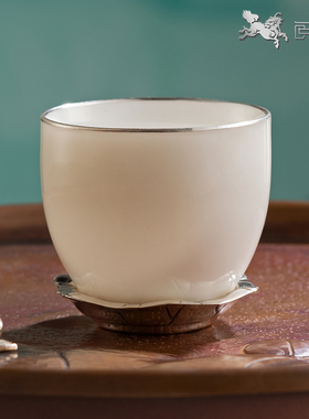 阅银 茶具《蛙声一o片》瓷银茶杯 手工茶器茶杯茶壶送礼家用
