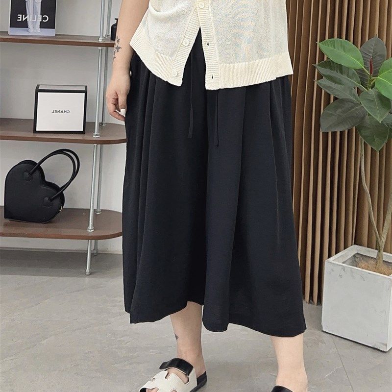 大码胖mm高腰慵懒阔腿裙裤夏季新款宽松显瘦长款垂感休闲半身裙子,淘宝优惠券,粉丝福利购,淘宝优惠卷