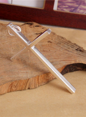 纯手工制品 吊坠项链 999纯银 十字架 情侣礼物 订情 含银量99.9%