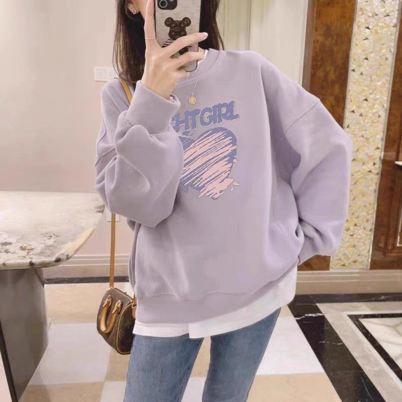 哺乳上衣外出辣妈款卫衣加绒紫色爱心宽松遮肚减龄哺乳秋冬装外穿,淘宝优惠券,粉丝福利购,淘宝优惠卷