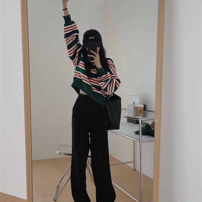 哺乳卫衣春秋季辣妈款外出穿宽松时尚条纹喂奶上衣阔腿裤秋冬套装,淘宝优惠券,粉丝福利购,淘宝优惠卷