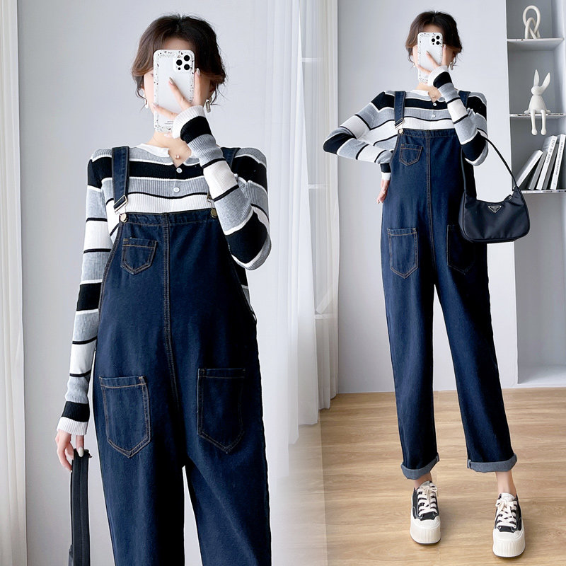 孕妇秋装套装时尚款大码孕妇装春秋款牛仔背带裤子秋季两件套上衣,淘宝优惠券,粉丝福利购,淘宝优惠卷