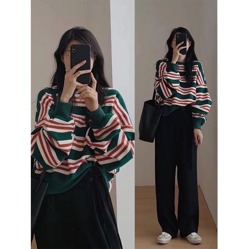 哺乳卫衣春秋季辣妈款外出穿宽松时尚条纹喂奶上衣阔腿裤秋冬套装,淘宝优惠券,粉丝福利购,淘宝优惠卷