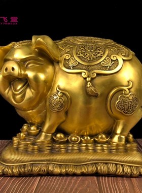 大号铜福猪存钱罐生肖猪招财金猪储存罐家用办公开业旺财礼品摆件