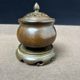 Antique literary play pure copper three-legged moiré base desktop incense burner base figure Buddha statue flower stand base decoration retro