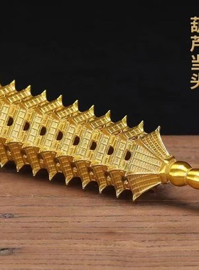 新款纯黄铜文昌塔十三层九层宝塔办公室书房书桌摆件装饰品工艺品