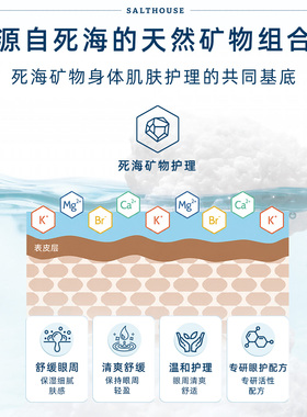 SALTHOUSE 24h死海矿物盐舒缓眼周淡化感温德国乳霜轻盈眼霜15ml