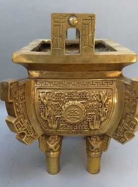 鼎纯铜鼎香炉四方鼎摆件办公室招财镇宅鼎盛千秋家用X供奉开业礼