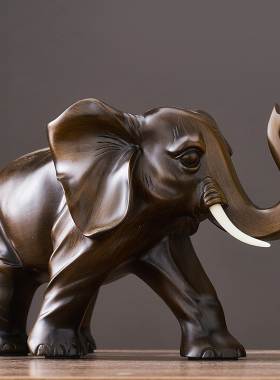 新中式大象e摆件一对客厅招财办公室玄关电视柜家居装饰品开业礼