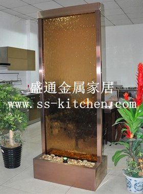 欧式客厅隔断 流水喷泉摆件 新房装饰屏风 迎宾招财风水帘加湿器
