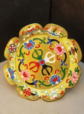 景泰蓝曼扎盘 彩绘水果盘 贡盘 镂空手工掐丝景泰蓝供佛果盘 大号