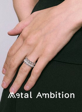 纯银拉丝戒指女高级感可调节轻奢高级感小众设计布拉提配饰新款