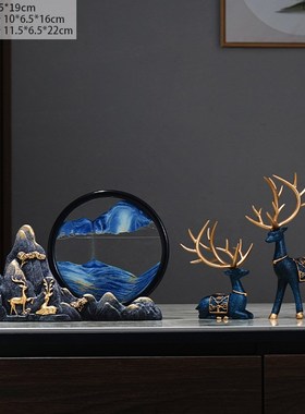 流沙画创意沙漏新l中式禅意轻奢摆件古典中国风客厅酒柜情人节礼