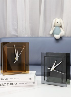轻奢水晶时钟摆件样板间电视柜z客厅玄关桌面创意家居软装饰品摆