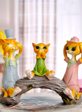 田园家居客厅装饰品爱小树脂吊脚娃娃创意卧室大头物摆设