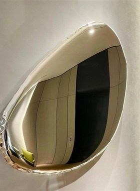 室内鹅卵石水滴创意挂件家居酒店壁饰美陈金属镜面雕塑