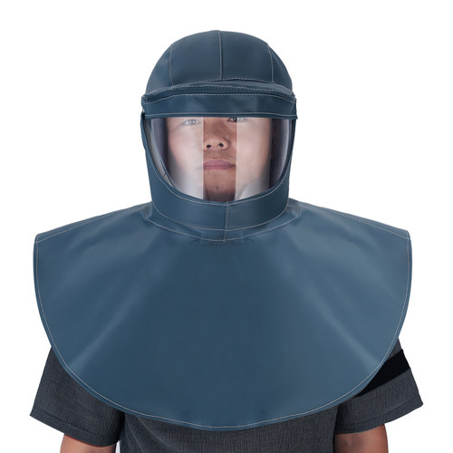 喷砂帽披肩帽防尘防护面具内置安全帽防化学品耐酸碱防水劳保面罩 - 图3