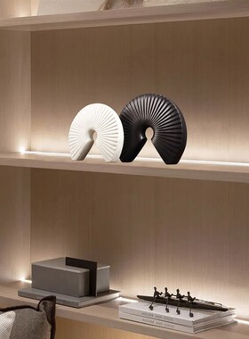 法式奶油风抽象扇形软装级感小客厅玄关电视柜艺术装饰品