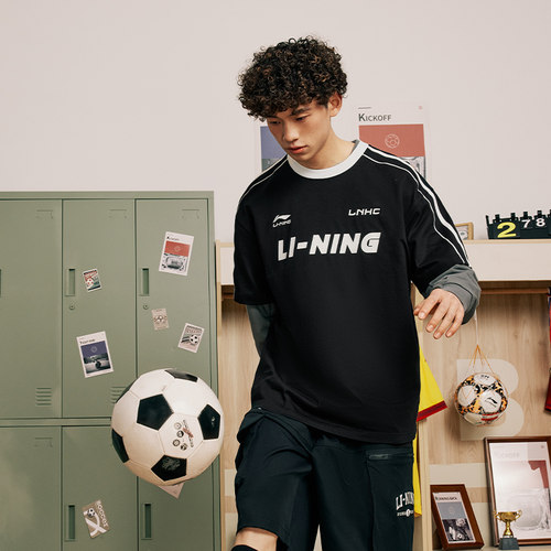 Lining/李宁正品新款男女同款宽松休闲针织圆领短袖T恤AHSU657 - 图2