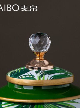 简约北欧风陶瓷罐花瓶带盖子水晶家居桌面办公桌插花装饰品