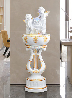 流水循环水客厅加湿器创意鱼缸落地电视柜旁边欧式装饰品