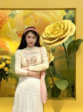 秋日黄玫瑰 大j型秋天节置景打卡点店铺美陈列网红装饰拍照道具墙