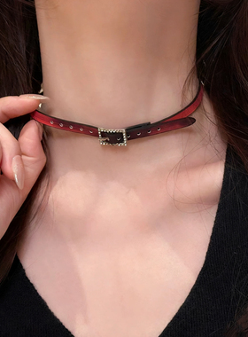 温感变色菠萝红choker会变色皮革项圈男女甜酷风辣妹高级感配饰潮
