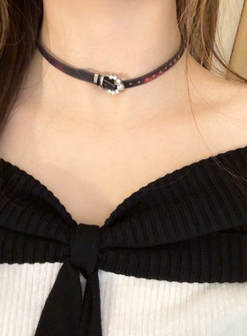 反派角色温变choker颈链女小众个性细款软皮革项圈修饰肩颈项链潮