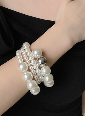 多层环绕珍珠手环小众设计