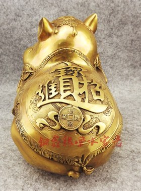 大号黄铜纯铜猪风水猪金猪招财纳福家居M饰品生肖猪工艺品摆件