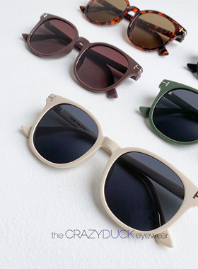 复古椭圆方框清偏光太阳眼镜男士潮女士墨镜配度数近视简约T字