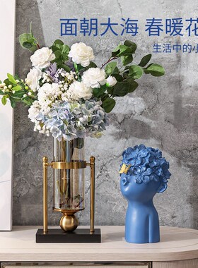 北欧创意轻奢花瓶摆件客厅插花玄关柜桌面样板间家居软装饰品套装