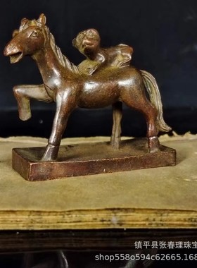 铜仿古大象铜马上猴做工精致美观办公室客厅书房摆件