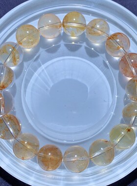 天然冰透糖纸胶花手链黄水晶幽灵单圈手串饰品一物一图送礼物男女