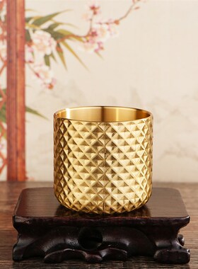 时尚创意黄铜多边形菱形杯子家用简约酒杯办公室茶水杯装饰品