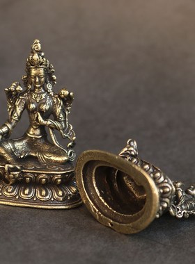 摆件饰品工艺品黄铜装饰品家居招A财复古绿祖母佛像车载饰品小摆